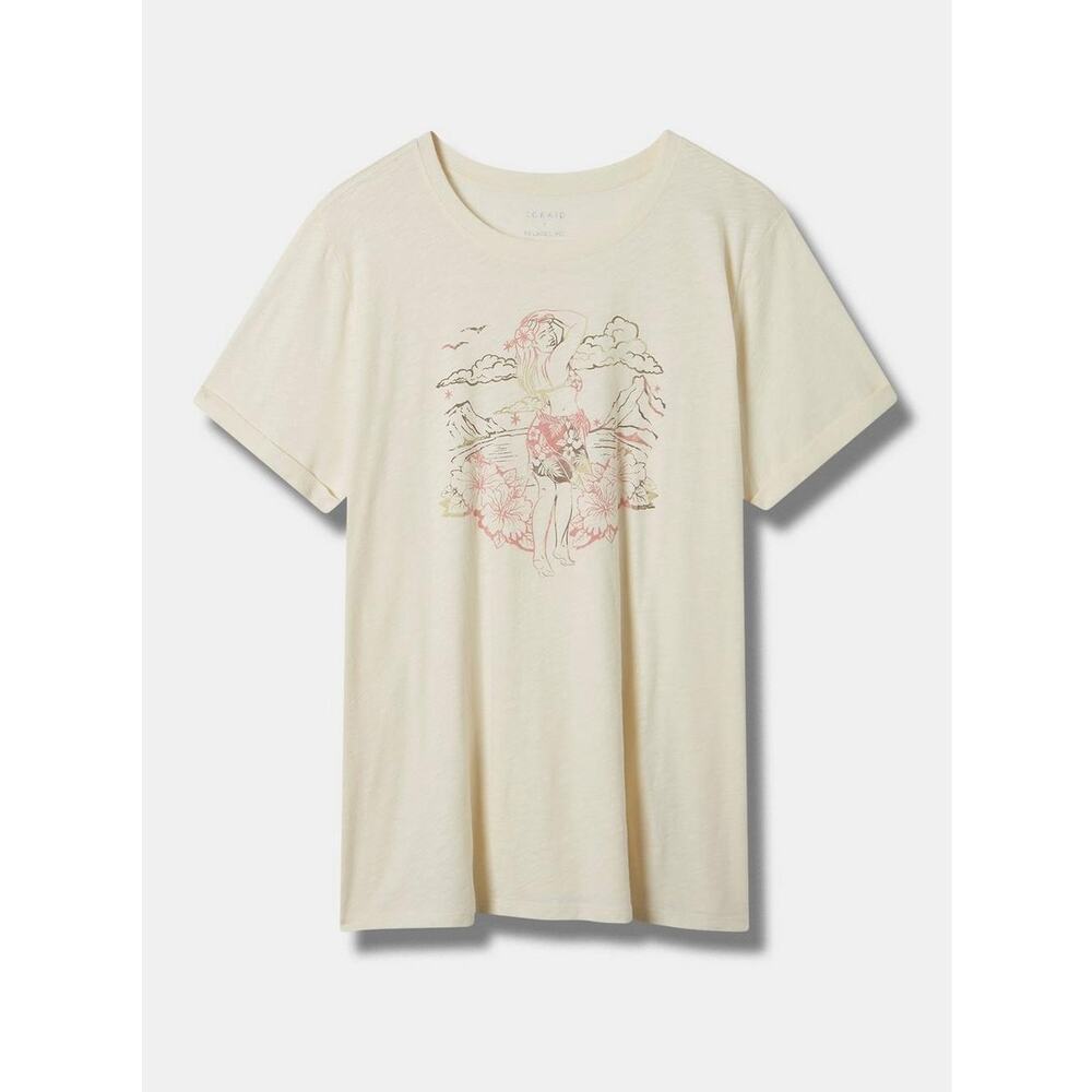 Torrid Womens Tee 3 3X Relaxed Fit Paradise Heritage Slub Crew Neck Roll Sleeve